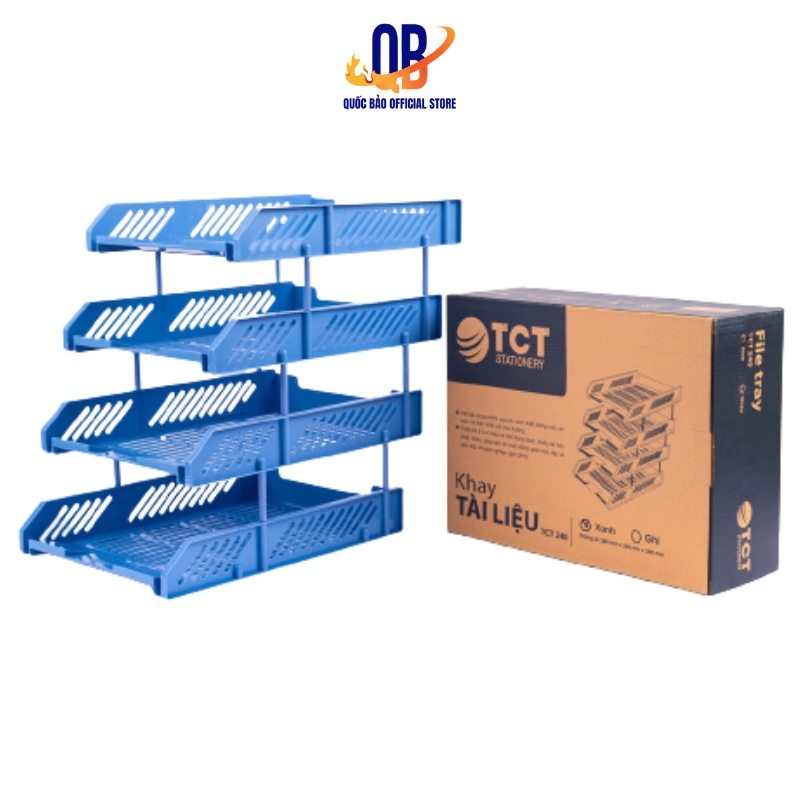 Khay đựng tài liệu nhựa 3 tầng, 4 tầng cao cấp TCT, Giá đựng hồ sơ tài liệu văn phòng