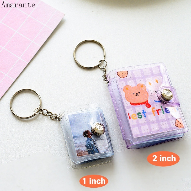 Album Ảnh 1 Inch 16 Ngăn Trong Suốt Lấp Lánh Kèm Móc Khóa