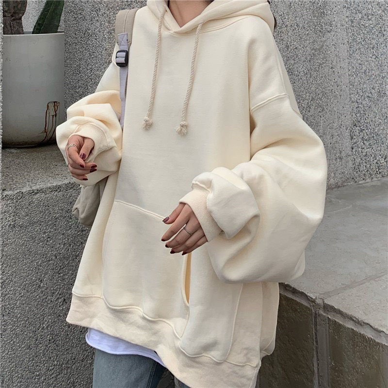 Áo Hoodie Nỉ bông TRƠN màu KEM/XÁM CHÌ UNISEX/Nam nữ unisex/ HOODIE TRƠN 🖤 Jaystoree 🖤 | BigBuy360 - bigbuy360.vn