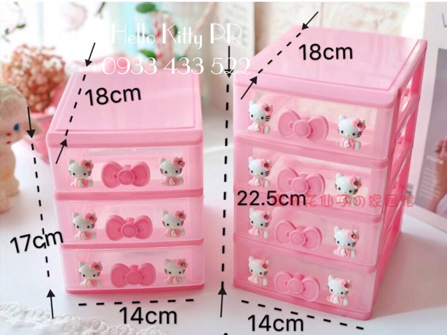 Tủ nhựa mini 4 tầng HELLO KITTY