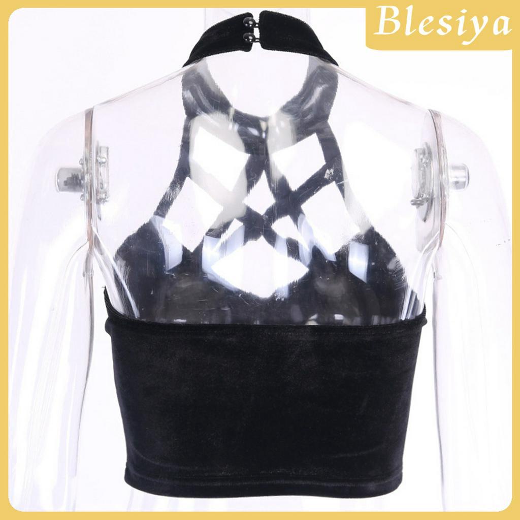 (Hàng Mới Về) Áo Croptop Sát Nách Hở Lưng Phong Cách Gothic Quyến Rũ