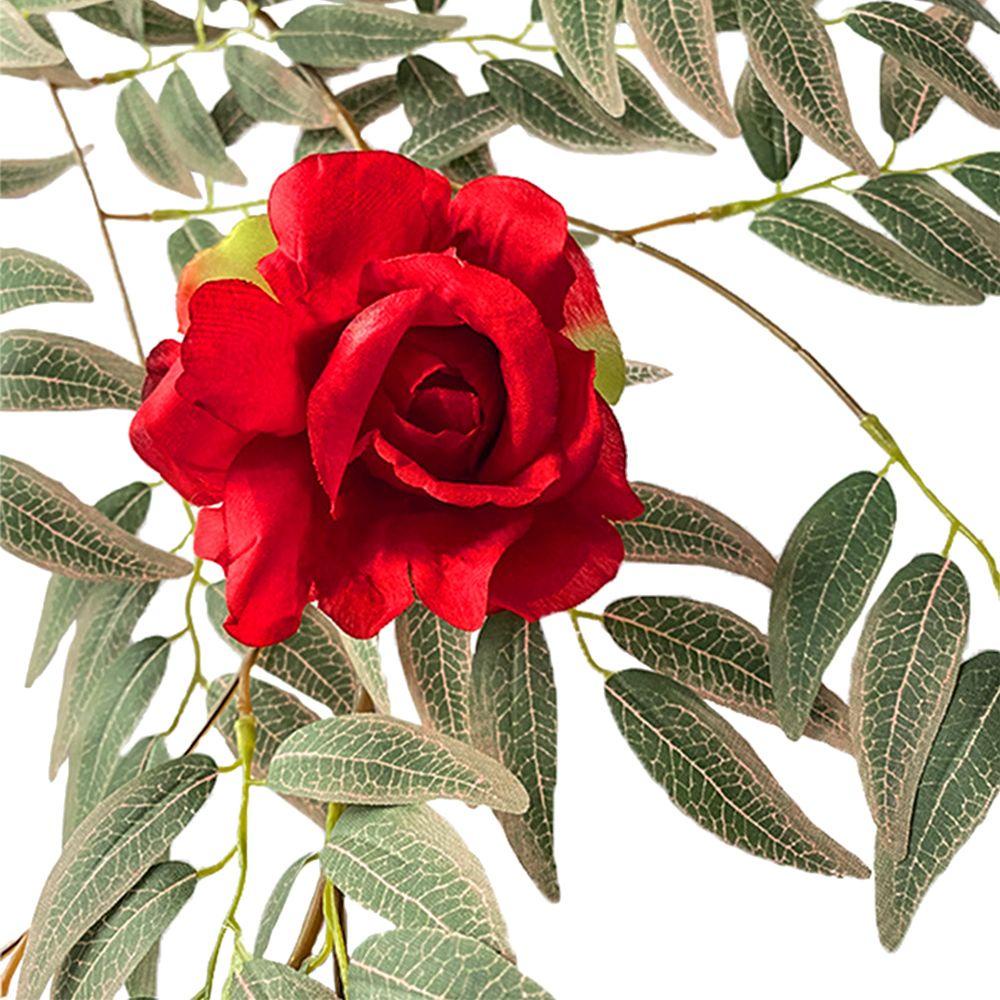 Dây Hoa Hồng Giả 1.7M Trang Trí Bàn Tiệc Giáng Sinh