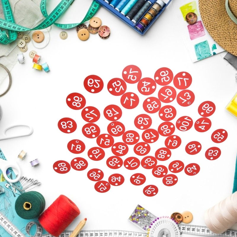 XI 100-Count Plastic ID Number Tags Round ID Number Labels Door for Key Tags 1-100 Colored Number Si