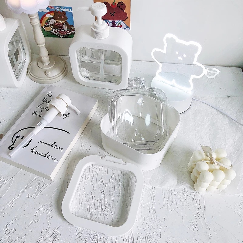 Chai rỗng hình vuông cỡ lớn 500ml thiết kế đơn giản dễ thương