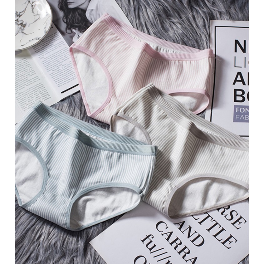 Quần lót nữ cotton kẻ kháng khuẩn thun lạnh dễ thương sexxy gợi cảm (6 màu) | BigBuy360 - bigbuy360.vn