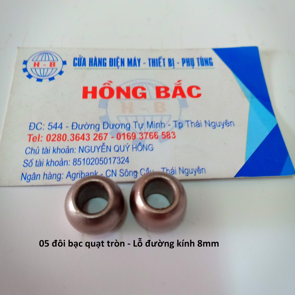 5 đôi bạc quạt tròn - lỗ đường kính 8mm