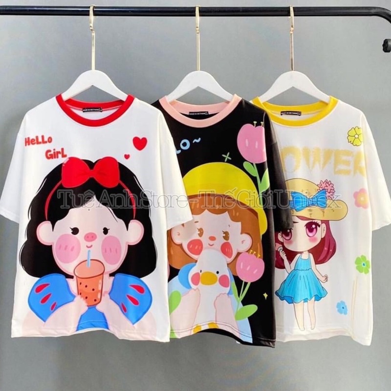 Áo Thun 3D Nữ Unisex From Rộng HOẠT HÌNH DỄ THƯƠNG NHIỀU MẪU - Áo phông nữ Hàn Quốc độc lạ trẻ trung Freesize 38-68kg