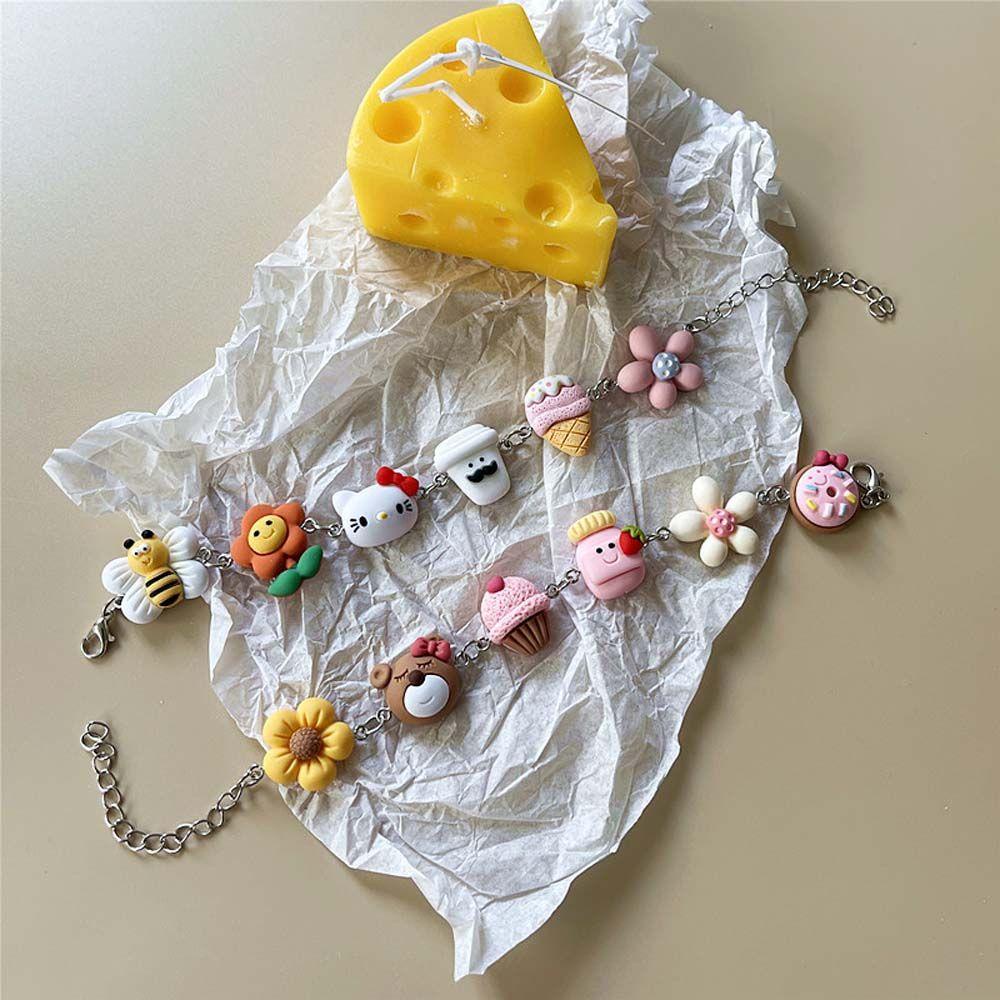 Vòng Đeo Tay Bằng Thép Không Gỉ Họa Tiết Hoa Hoạt Hình Phong Cách Nhật Bản Dễ Thương Cho Nữ