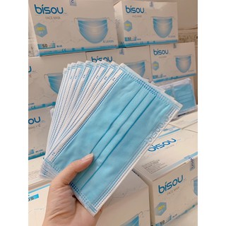 KHẨU TRANG Y TẾ KHÁNG KHUẨN 4 LỚP CÙNG VỚI NANO BẠC BISOU - HỘP 50C