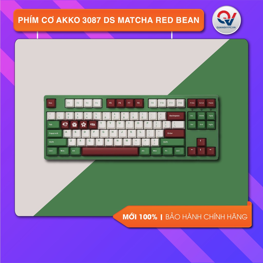 Bàn phím cơ Akko 3087 v2 DS Matcha Red Bean (Akko Switch V2) CHÍNH HÃNG