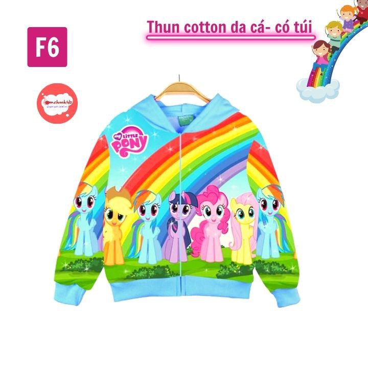 Áo khoác bé gái Pony cầu vồng từ 11-43kg - Thun cotton da cá in 3D cực chất - Tomchuakids