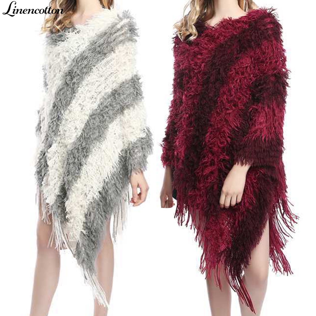 Áo choàng dệt kim dáng rộng màu sắc thời trang cho nữ
