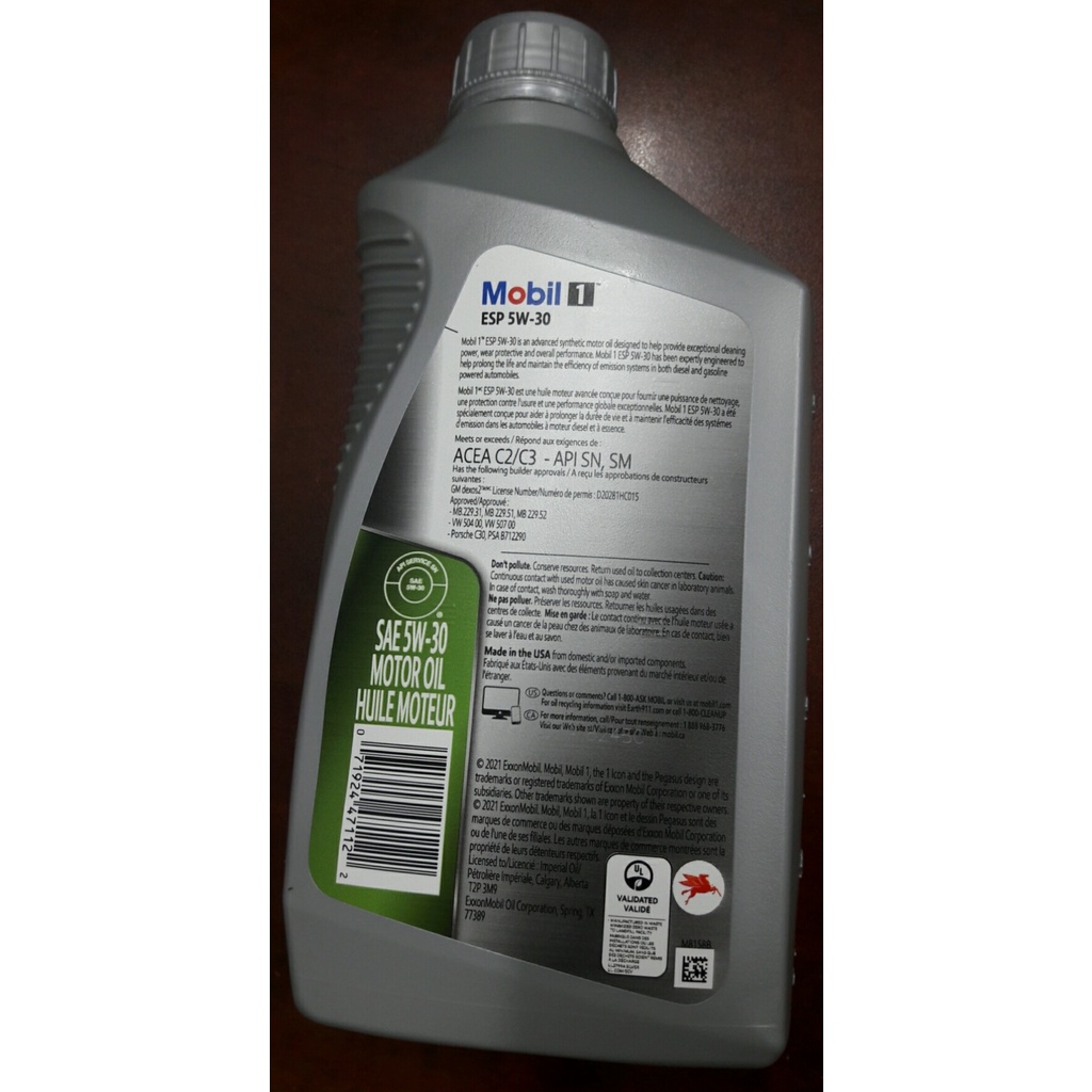 Nhớt Mobil 1 ESP 5W30 Nhập khẩu Mỹ 946ml