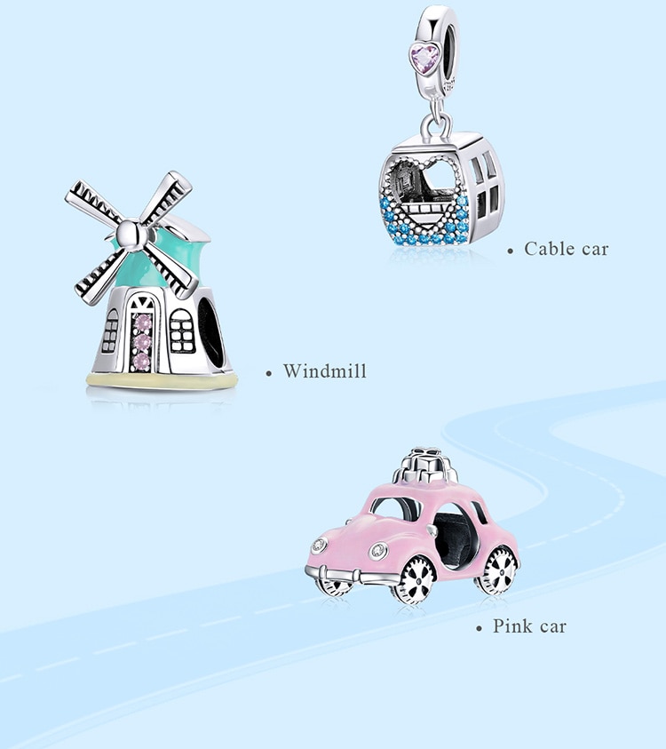 Hạt Charm Hình Cối Xây Gió Bamoer Đầy Màu Sắc Bằng Bạc 925 Nguyên Bản Gắn Vòng Tay Trang Sức SCC1739