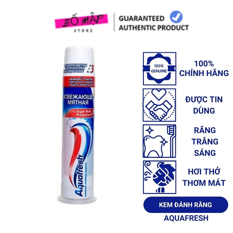 [SALE] [CAM KẾT 100% CHÍNH HÃNG] Kem Đánh Răng Trắng Răng AQUAFRESH Dạng Ống 100ml Ba Lan - Bảo Vệ Răng Suốt 24h