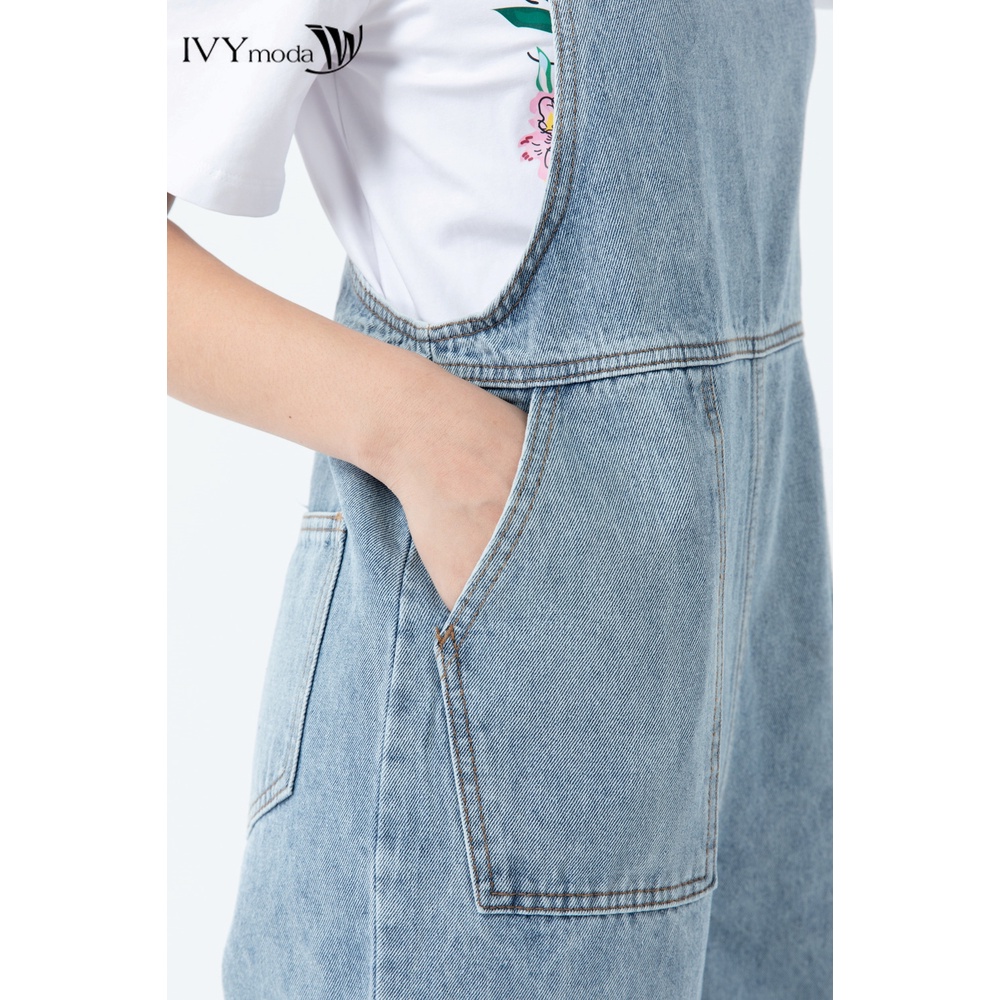 [NHẬP WABRTL5 GIẢM 10% TỐI ĐA 50K ĐH 250K ]Quần yếm jeans nữ bạc màu IVY moda MS 18B8018