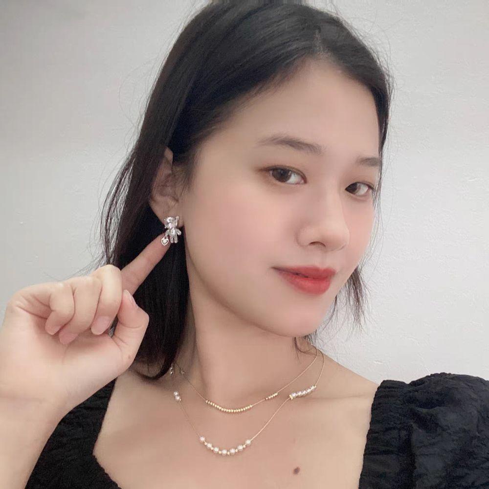 FORBETTER Bông Tai Hình Gấu Dễ Thương Phong Cách Vintage Dành Cho Nữ