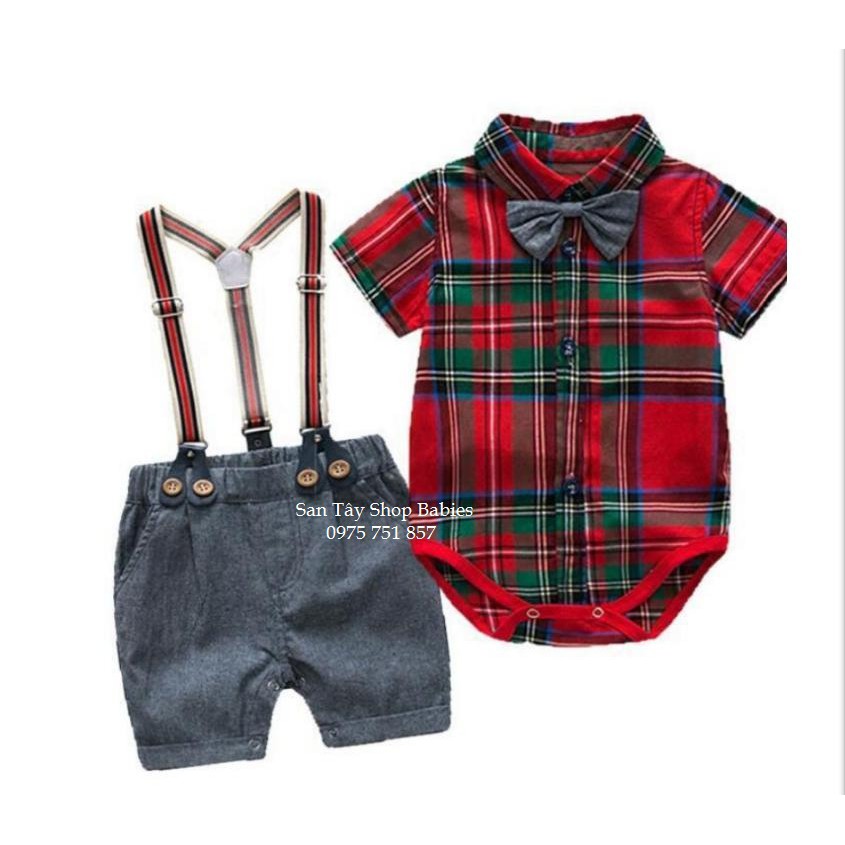 Set yếm áo trắng cho bé trai