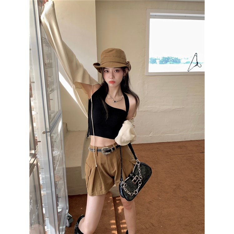 「MOTEL7」Áo Cardigan Dệt Kim Mỏng Dáng Rộng Tay Dài Cột Dây Dễ Phối Đồ Phong Cách Retro