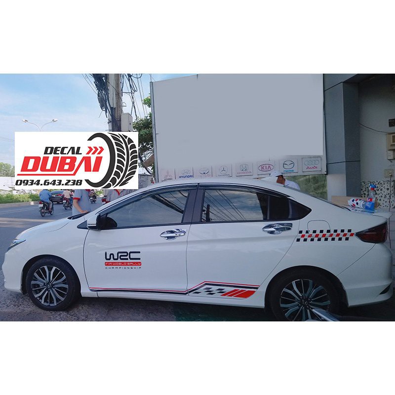 Tem Dán Trang Trí Sườn Xe Honda City Trắng