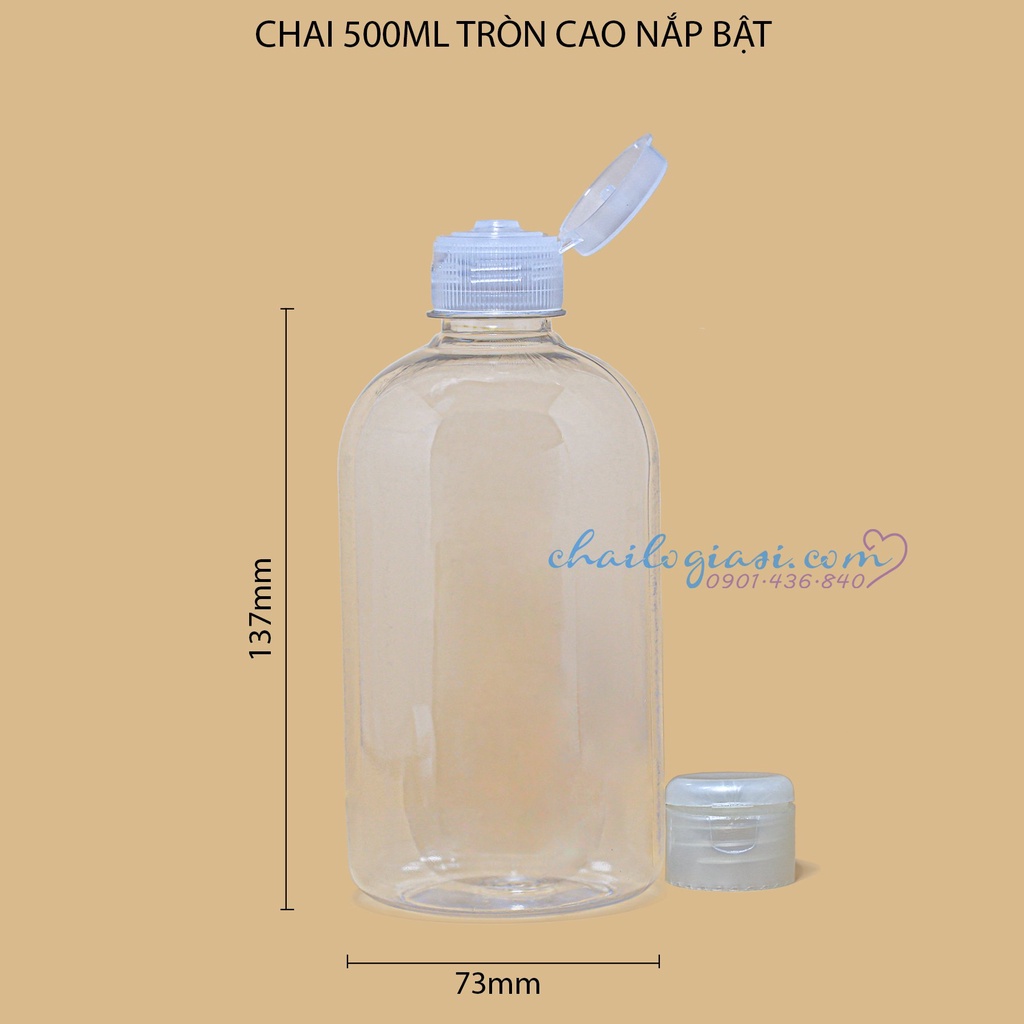 CHAI NHỰA TRONG 500ML TRÒN CAO