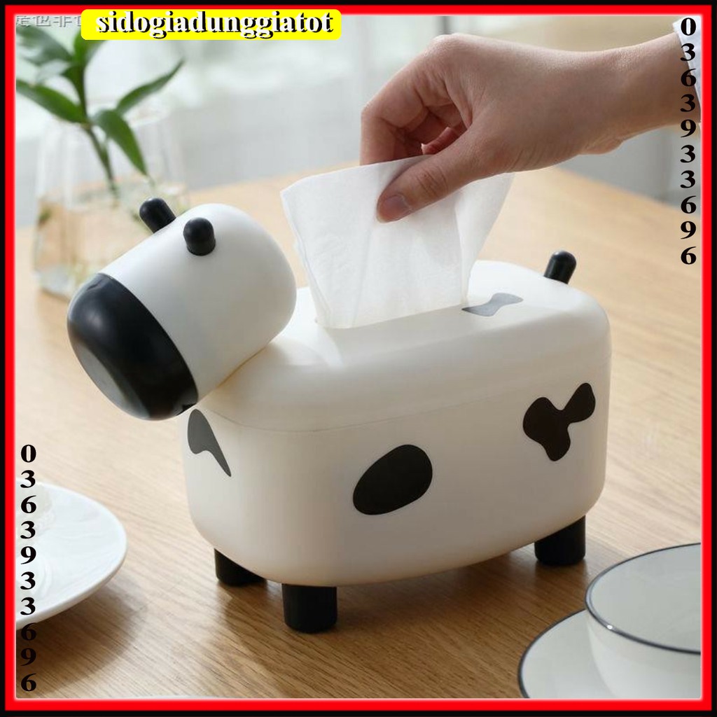 Hộp đựng giấy khăn lau hình bò sữa đáng yêu - SĐGDGT