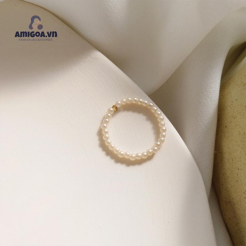 ✨✨Nhẫn Đính Ngọc Trai Giả Thanh Lịch Cho Nữ