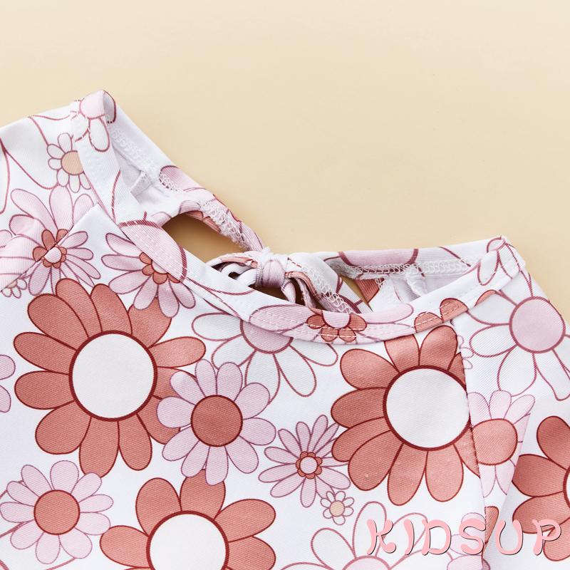 Kidsup Đồ Bơi Một Mảnh Phối Bèo Nhún In Họa Tiết Hoa Hướng Dương / Cầu Vồng Xinh Xắn Cho Bé Gái 1 Tuổi