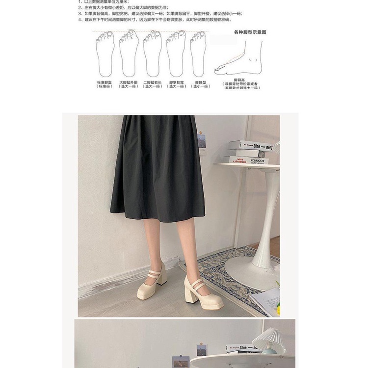 Giày Cao Gót Đế Dày Mũi Vuông Chống Thấm Nước Phong Cách Retro Cho Nữ