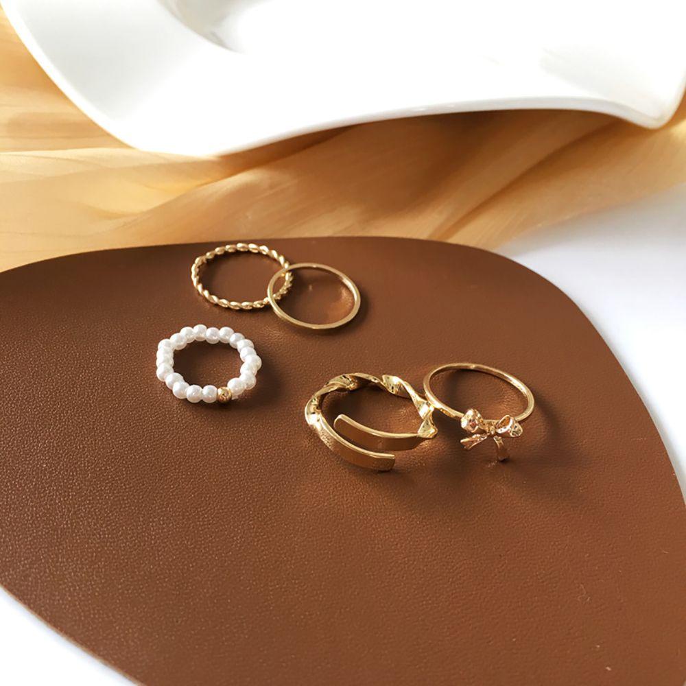 EXPEN Set 4 / 5 Nhẫn Đeo Khớp Ngón Tay Hình Bướm Đơn Giản Phong Cách Hàn Quốc