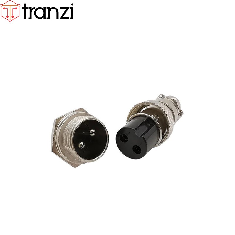 Giắc GX12 2P 12mm bộ đực cái - túi 1 bộ đực cái
