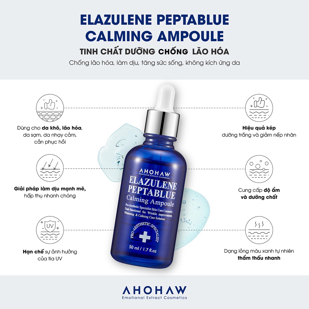 Tinh Chất Chống Lão Hóa, Làm Dịu Ahohaw Elazulene Peptablue Calming
