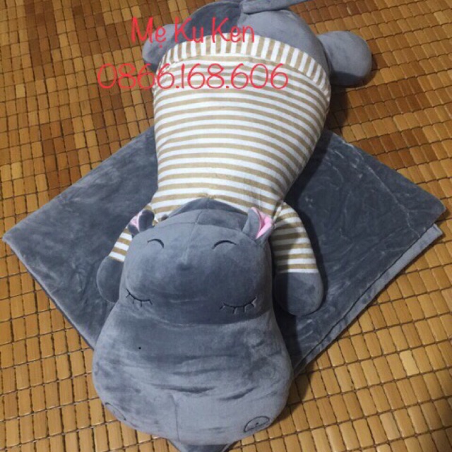 Bộ chăn gối Hà Mã 2in1 đa năng (quà tặng Bobby)