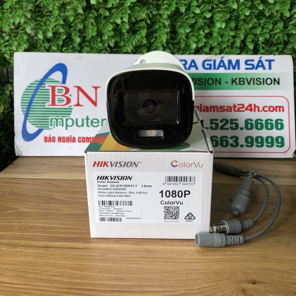 Camera Hikvison ban đềm có màu 10DF0T-F DS-2CE10DF0T-F thân trụ 2.0MP. | BigBuy360 - bigbuy360.vn