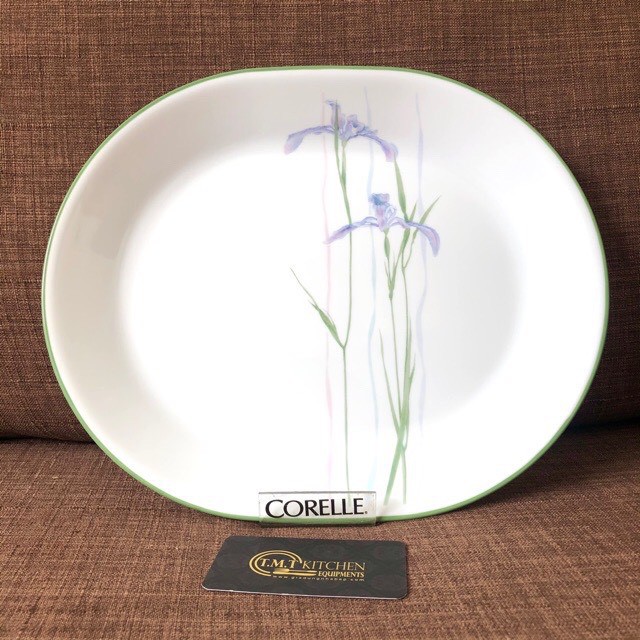 Dòng Corelle thượng hạng - Dĩa Oval Gốm Thủy Tinh Mỹ 32cm Corelle Shadow Iris 611