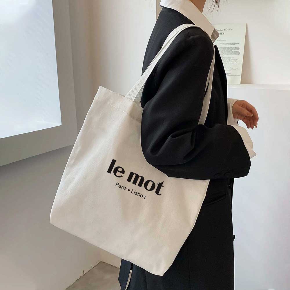 Túi tote Valu Hàn Quốc túi vải canvas có khóa kéo miệng túi và ngăn phụ túi tote đi học đi làm ulzzang vintage