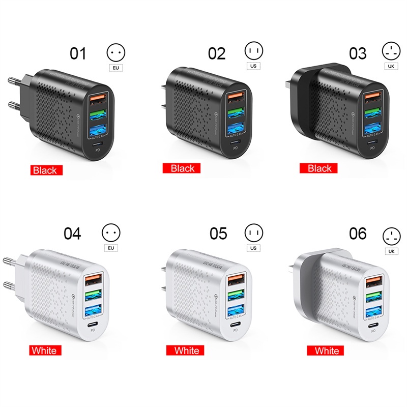 Đầu sạc nhanh QC3.0 48W PD 3 cổng USB Bộ sạc dự phòng