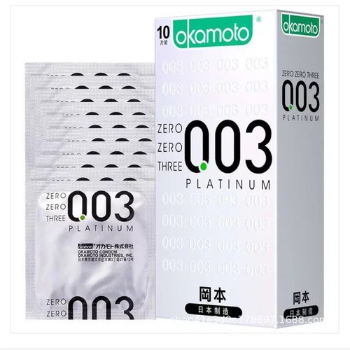 Bao cao su Okamoto 0.03 Platinum, bcs siêu mỏng chống xuất tinh sớm kéo dài thời gian