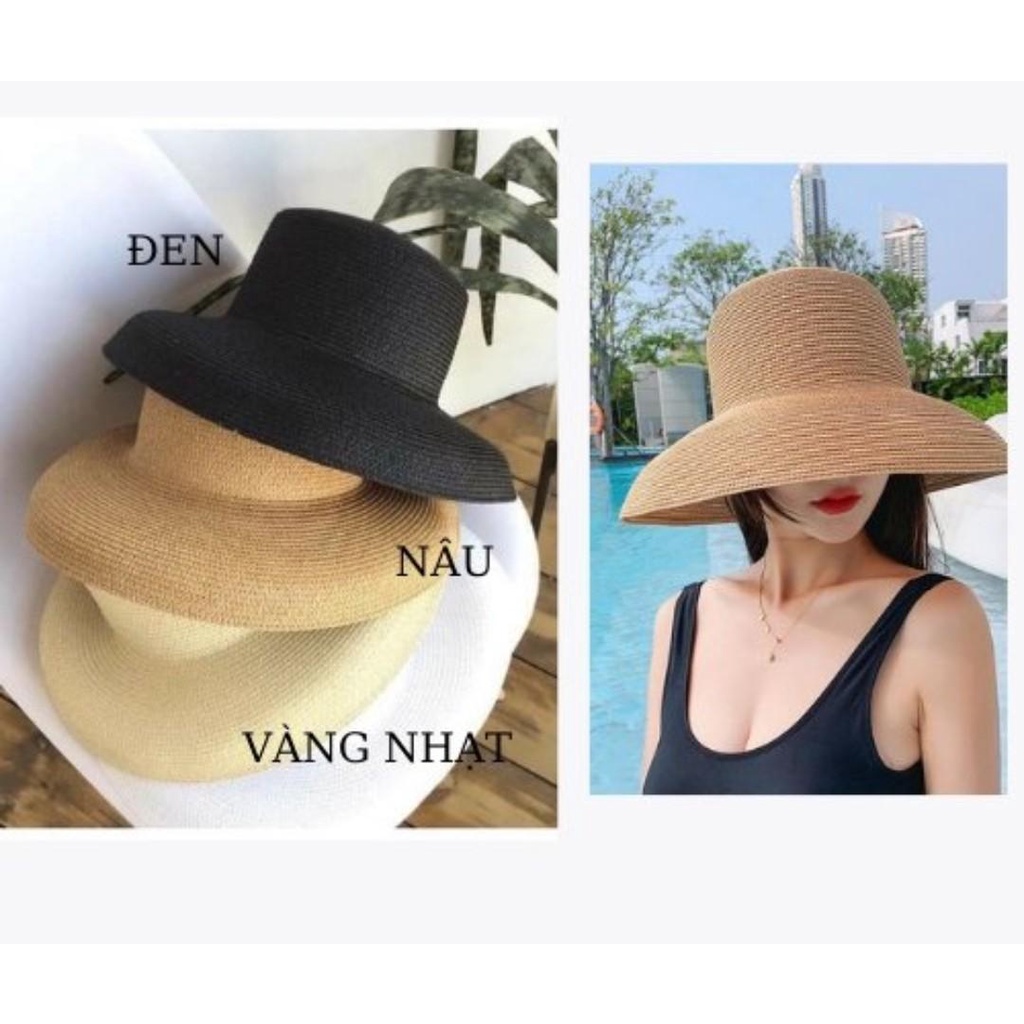 PVN49774 Nón Cói Chuông Trơn Đầu Vuông Chất Cói Đan Dày Nhiều Màu Cho Nữ Giá Rẻ