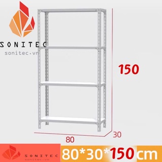 [XẢ KHO] Giá Cực Rẻ - Kệ sắt V lỗ 4 tầng, Cao 1.5m, dài 0,8m, rộng 0,3m