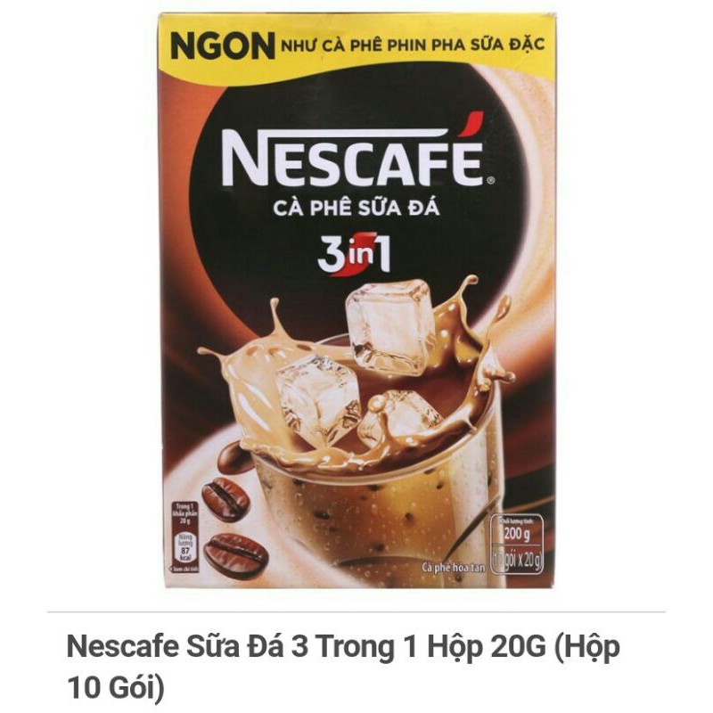 Cà phê hòa tan Nescafe sữa Đá 3 Trong 1 Hộp 20G (Hộp10 Gói)