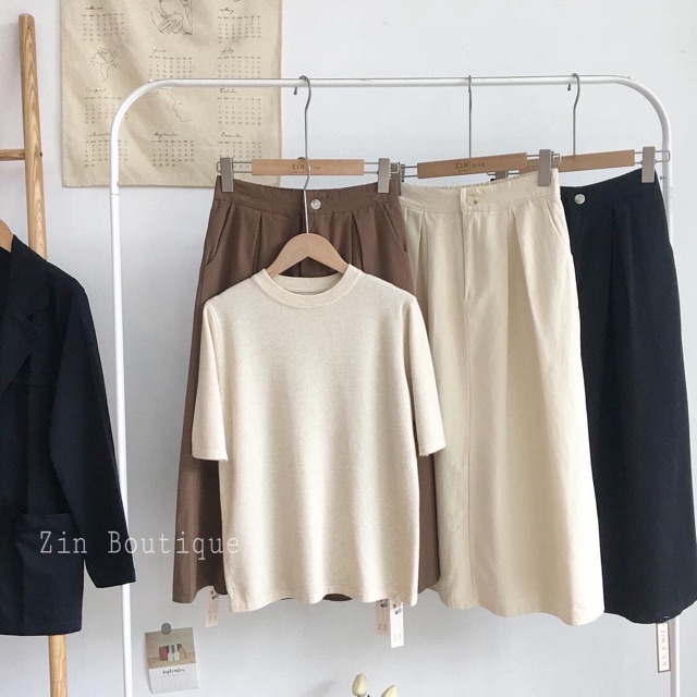 Chân váy midi dáng xòe chữ A- Chân váy chữ A công sở chất kaki