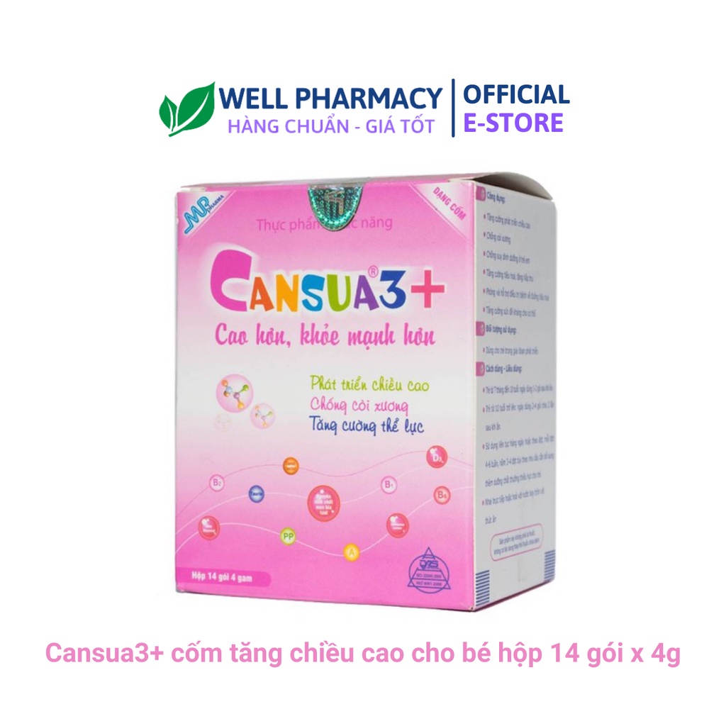 CANSUA3+ CỐM TĂNG CHIỀU CAO CHO BÉ hộp 14 gói