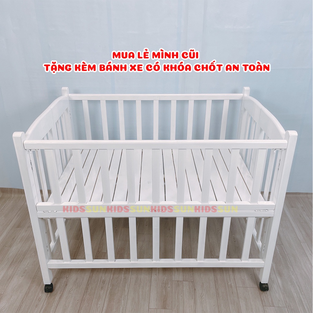 Giường Cũi Cho Bé Cũi Gỗ Quế Xuất Khẩu 3 Tầng Kidssun Kích Thước 80x130x86 cm Chịu Lực 100kg An Toàn Cho bé BH 24 Tháng