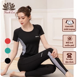 Hình ảnh Bộ thể thao BD10 tập gym, yoga, áo phủ bụng quần dài màu đen, xanh, đỏ đô... Hàng VNXK