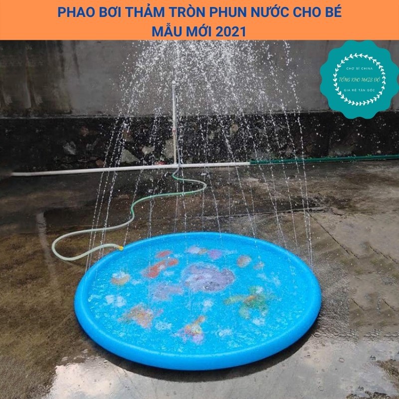 Bể bơi phao tròn phun nước kích 170cm dành cho bé hè 2021 - Thảm phun nước chơi bể bơi bơm hơi hình tròn