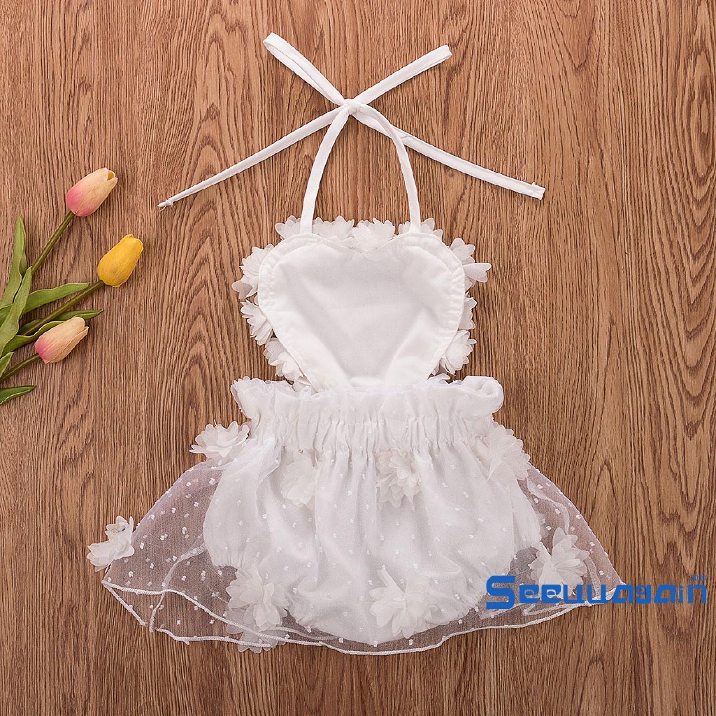 ❥☀✿SEENewborn Infant Spring Summer Sleeveless Baby Girl Lace Tutu Dress