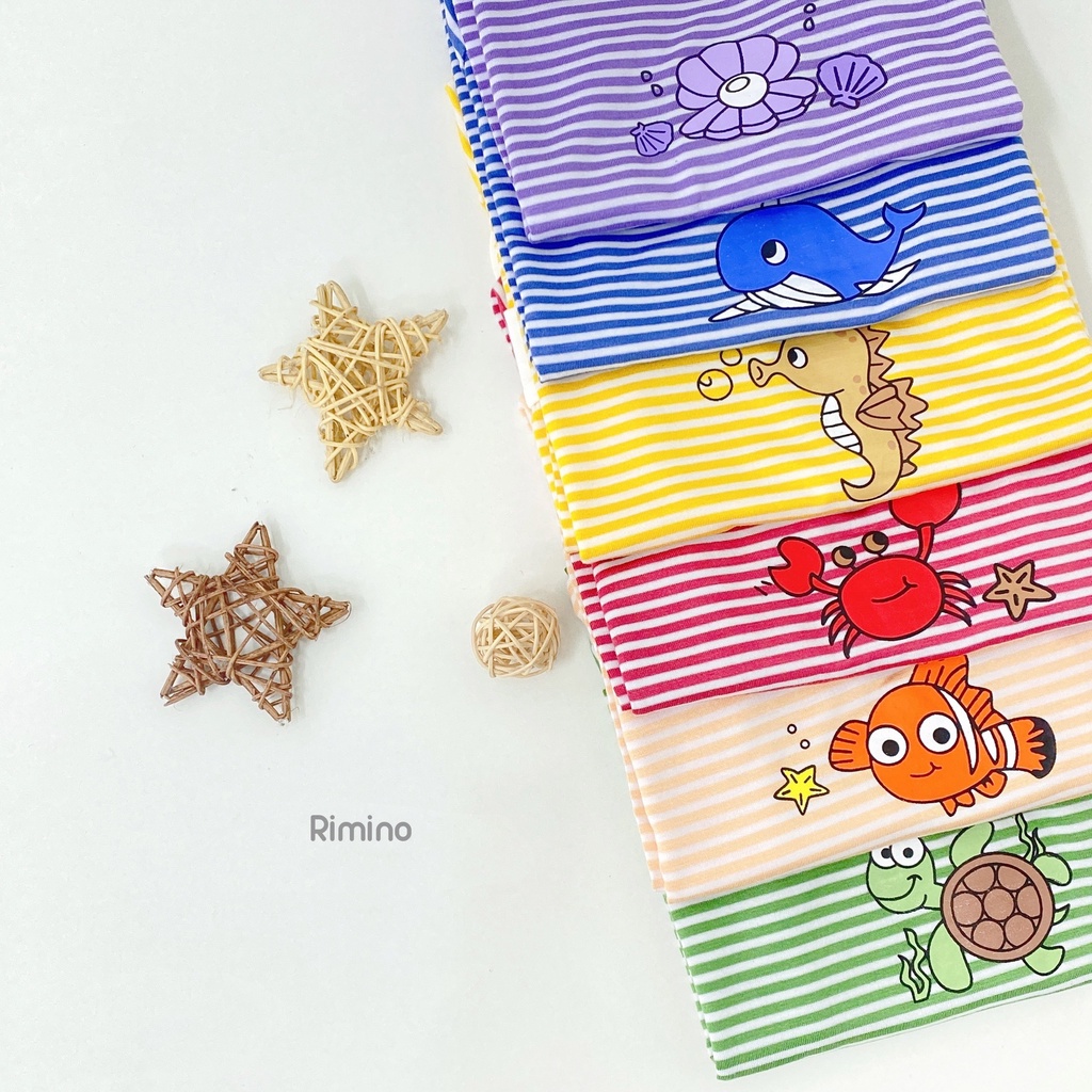 Bộ dài tay thun lạnh sọc kẻ in con vật cho bé KWOO