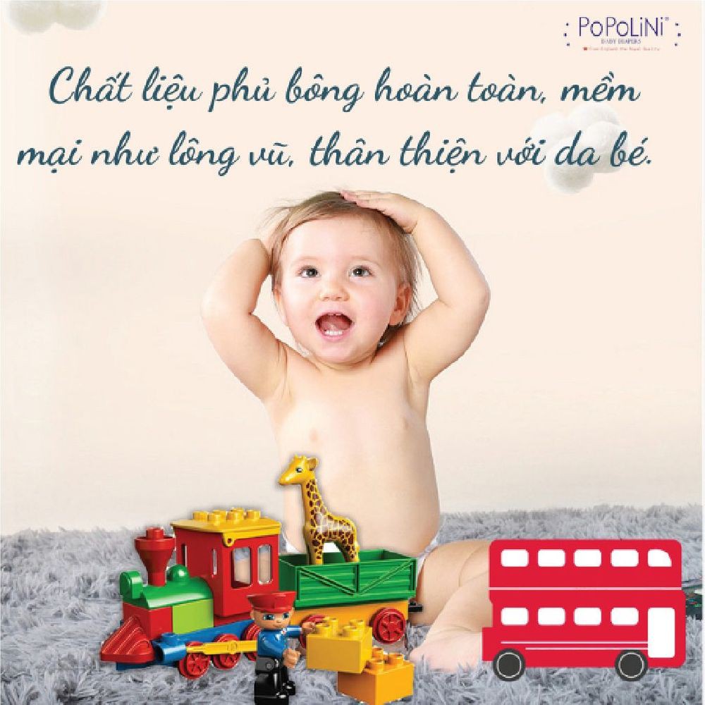 [MUA 1 TẶNG 1] Tã dán cho bé POPOLINI, size NB, 30 miếng, giúp hoạt động của bé trở nên dễ dàng, khô thoáng và dễ chịu