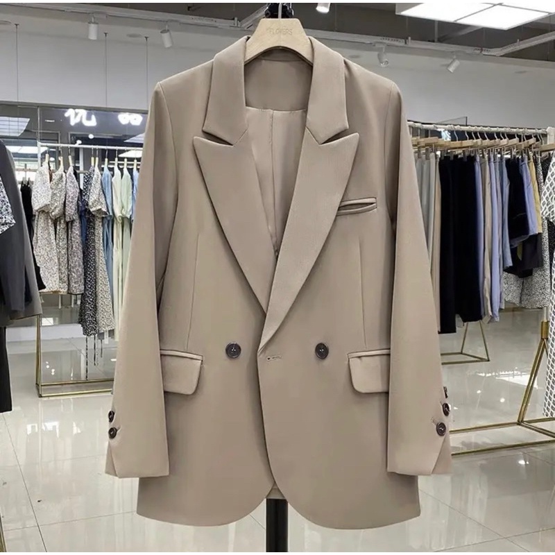 Áo blazer cổ K tay khuy vạt chéo L1 2 lớp có lót yoomeclothing- đặt hàng note size ạ